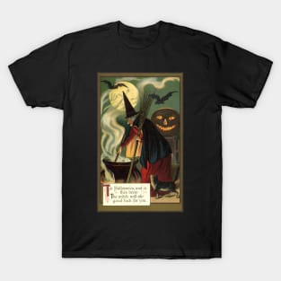 Vintage Halloween, Witch Mixing Her Magic Potion T-Shirt